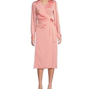 Alex Marie Tonya Long Sleeve Notch Collar vNeck Midi Wrap Dress NWT
